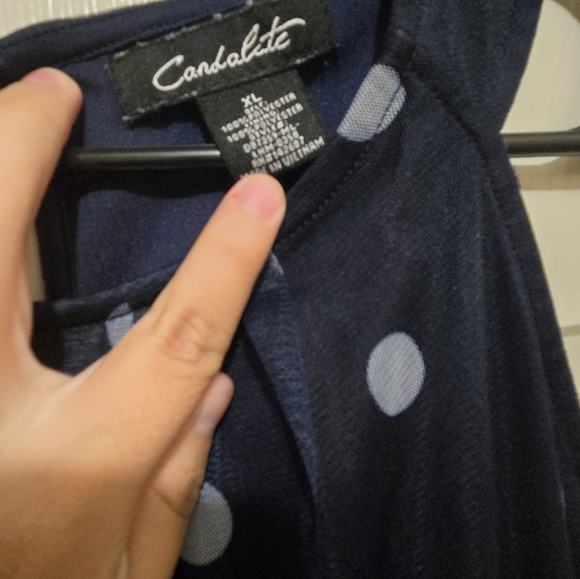 Long sleeveless blue with white polka dots - Picture 3 of 6